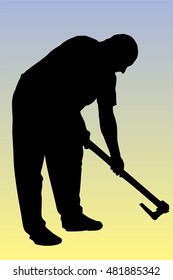 Silhouette of a lumberjack