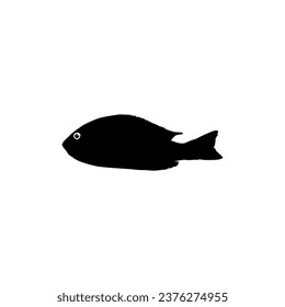 Silhouette of the Lutjanidae, or snappers are a family of perciform fish, mainly marine, can use for Art Illustration, Logo Gram, Pictogram or Graphic Design Element. Vector Illustration