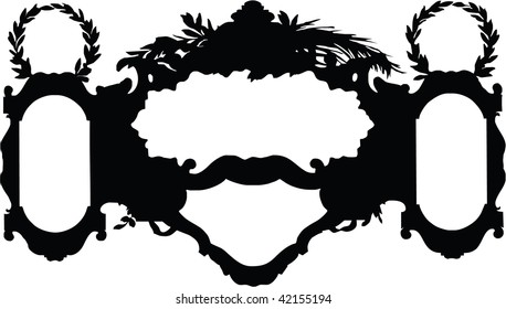 Silhouette Luxuriously illustrated old victorian frame.