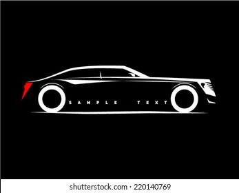Silhouette Of A Luxury Business Car On A Black Background