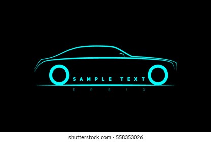 Silhouette Of A Luxury Business Car On A Black Background