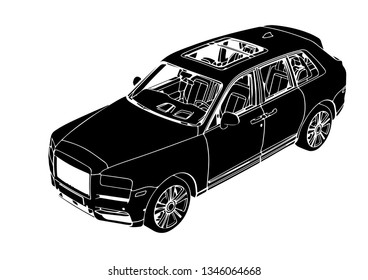 silhouette luxury off-road suv car vector