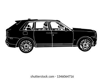 silhouette luxury off-road suv car vector