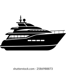 silhouette of a luxury yacht