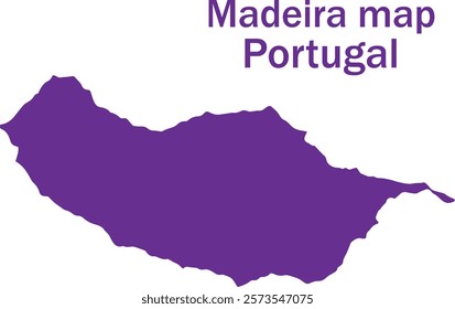 Silhouette of Madeira Map Portugal On A White Background