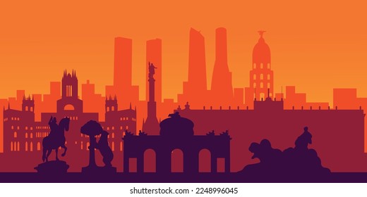 Silhouette de Madrid. Silueta negra de Madrid sobre fondo blanco