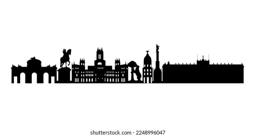 Silhouette of Madrid. Black silhouette of Madrid on white background