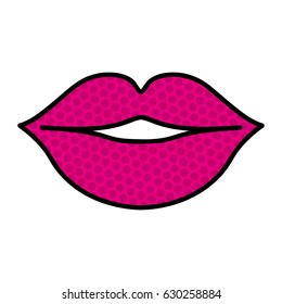 silhouette of magenta lips and dotted vector illustration