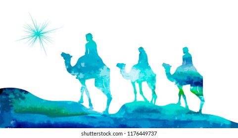 Silhouette Of The Magi On Camels