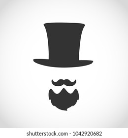 Silhouette of a magician with hat, and beard, figure of a man, vector.