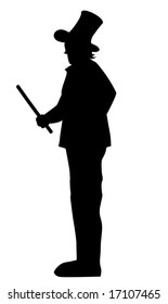  silhouette of a magician standing 	