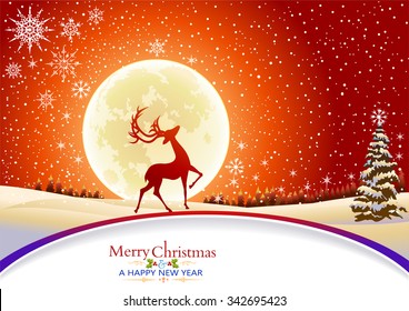 Silhouette of a magnificent reindeer  