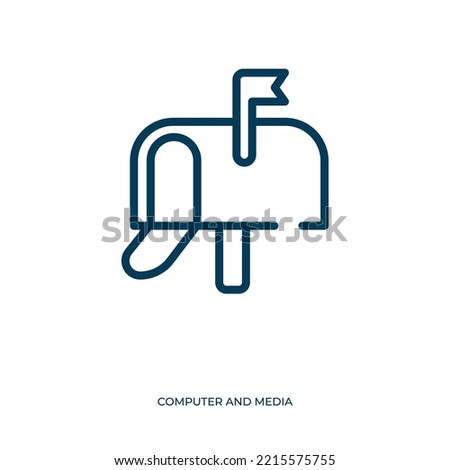 Silhouette with mailbox icon. Linear vector illustration from computer and media collection. Outline silhouette with mailbox icon vector. Thin line symbol for use on web and mobile apps, logo, print 