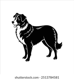 Silueta de majestuoso perro pastor australiano Vector Clipart diseño
