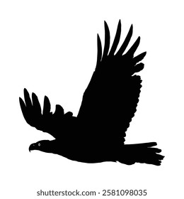 Silhouette of a majestic eagle in flight against a white background. Symbol of Eagle vector, Eagle Icon, Eagle Drawing.
