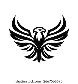 Silueta de un águila majestuosa en Vector de vuelo aislado sobre fondo blanco