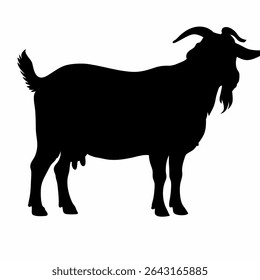 Silhouette of a Majestic Goat Standing Proudly in Black and White