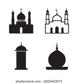  Silhouette of a Majestic Mosque vector illustration