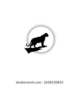 Silhouette: Majestic Panther on Cliff Against Moonlight