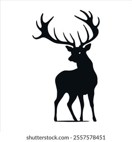 Silhouette of Majestic Stag Black Deer Minimalist Design