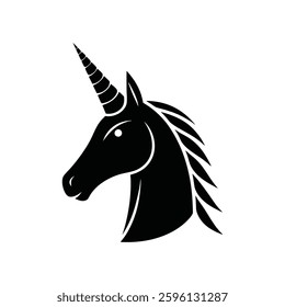 Silhouette of a Majestic Unicorn Head