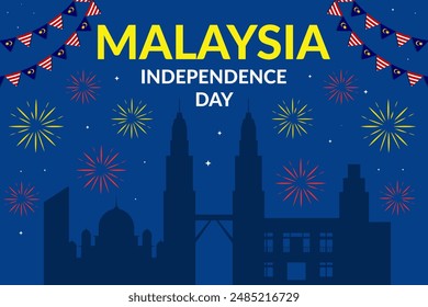 silhouette malaysia independence day background illustration