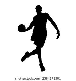 Silhouette of a male athlete doing basket ball pose. Silhouette of a basket ball player in action pose.