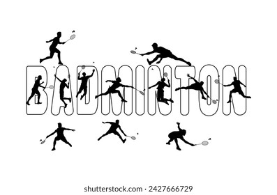 Silhouette male badminton player logo athlete playing badminton