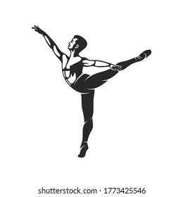 Silhouette male ballet dancer vector design. simple and elegant