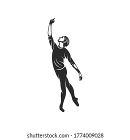 Silhouette male ballet dancer vector design. simple and elegant