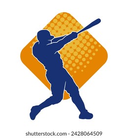 Silhouette of a male baseball batter player in action pose. Silhouette of a man athlete playing baseball sport as a batter.