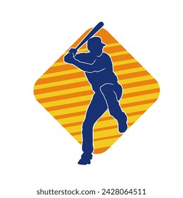 Silhouette of a male baseball batter player in action pose. Silhouette of a man athlete playing baseball sport as a batter.