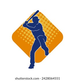 Silhouette of a male baseball batter player in action pose. Silhouette of a man athlete playing baseball sport as a batter.