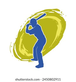 Silhouette of a male baseball batter player in action pose. Silhouette of a man athlete playing baseball sport as a batter.