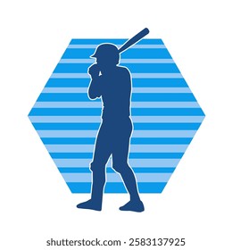 Silhouette of a male baseball batter player in action pose. Silhouette of a man athlete playing baseball sport as a batter.