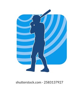 Silhouette of a male baseball batter player in action pose. Silhouette of a man athlete playing baseball sport as a batter.