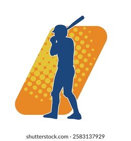 Silhouette of a male baseball batter player in action pose. Silhouette of a man athlete playing baseball sport as a batter.