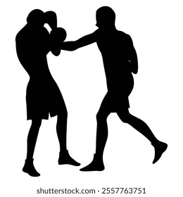 Silhouette of Male Boxing Player Icon for Sports and Combat Themes