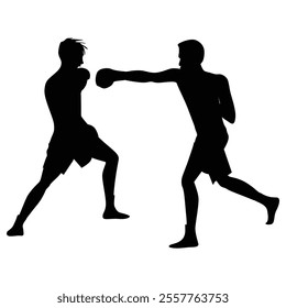 Silhouette of Male Boxing Player Icon for Sports and Combat Themes