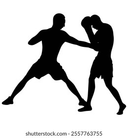 Silhouette of Male Boxing Player Icon for Sports and Combat Themes