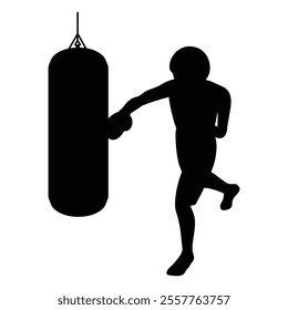 Silhouette of Male Boxing Player Icon for Sports and Combat Themes