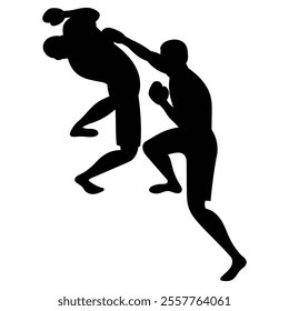 Silhouette of Male Boxing Player Icon for Sports and Combat Themes