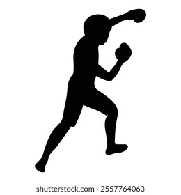 Silhouette of Male Boxing Player Icon for Sports and Combat Themes