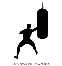 Silhouette of Male Boxing Player Icon for Sports and Combat Themes