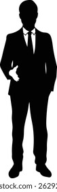 Silhouette of a male businessman holding out his hand