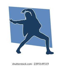 Silhouette of a male dancer in action pose. Silhouette of a man model dancing.