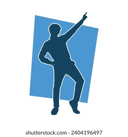 Silhouette of a male dancer in action pose. Silhouette of a slim man in dancing pose.