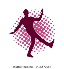 Silhouette of a male dancer in action pose. Silhouette of a slim man in dancing pose.