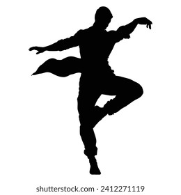 silhouette of male dancer in action pose