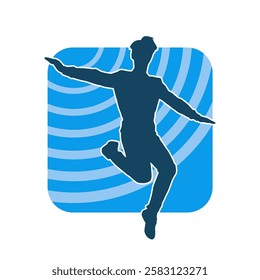 Silhouette of a male dancer in action pose. Silhouette of a slim man in dancing pose.